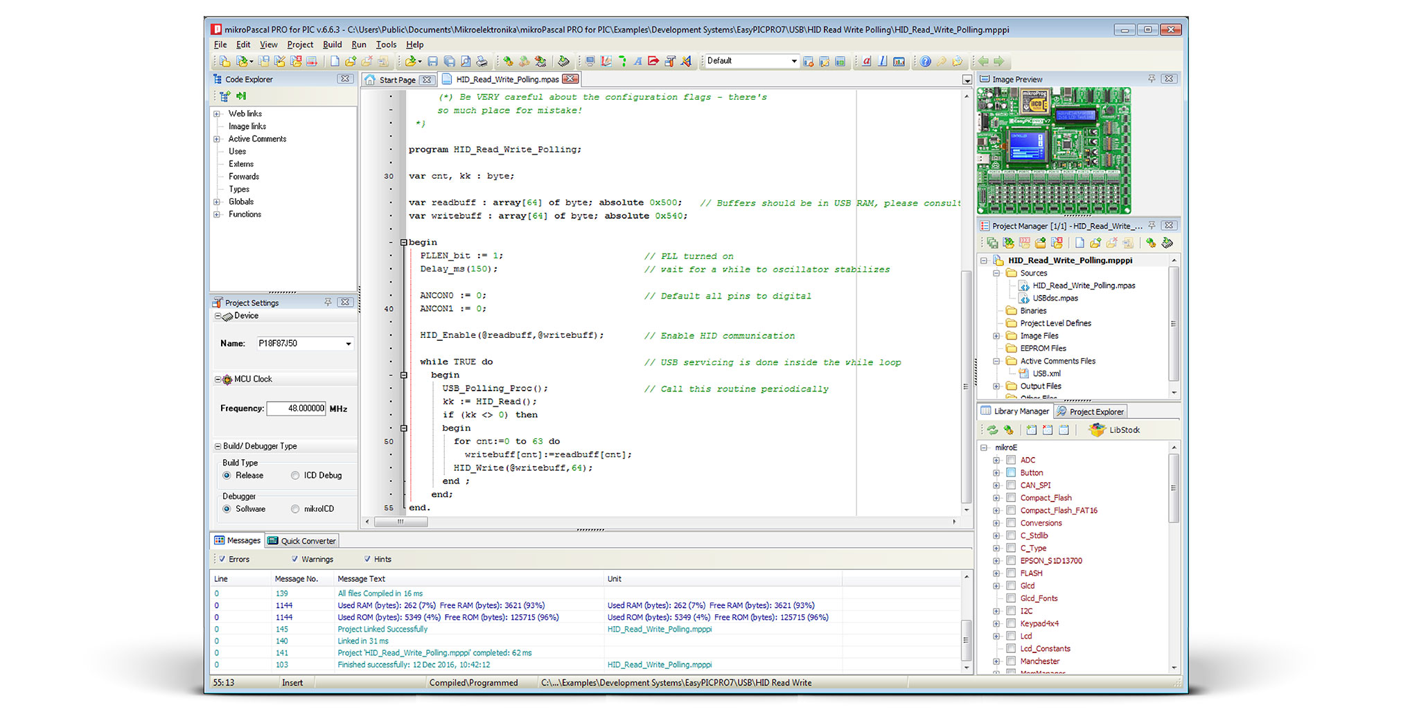 mikroPascal PRO for PIC Compiler Window