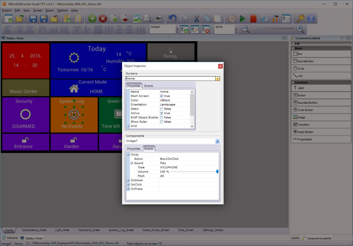 Visual TFT manage screens and components